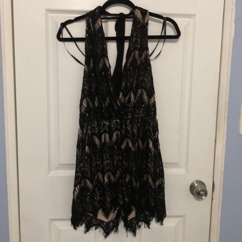 Black and cream romper